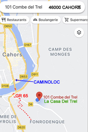 plan de situation de La Casa Del Trel à Cahors